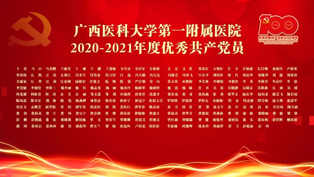 广西医科大学第一附属医院举办「七一」表彰大会暨庆祝中国共产党成立 100 周年文艺晚会