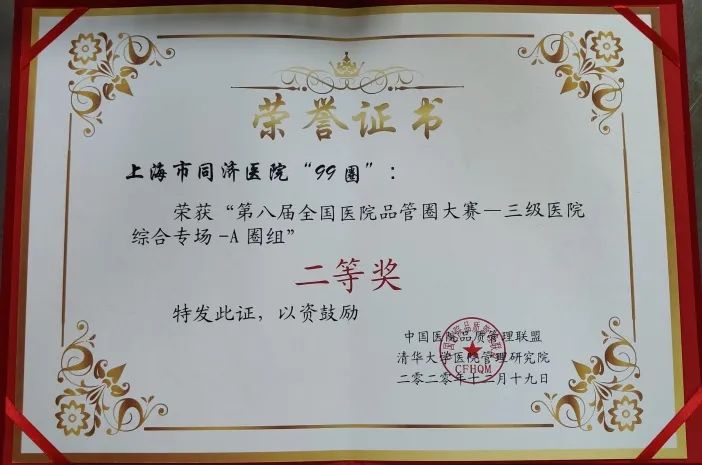 同济大学附属同济医院急诊护理团队「99 圈」获 2020 年全国品管圈大赛二等奖