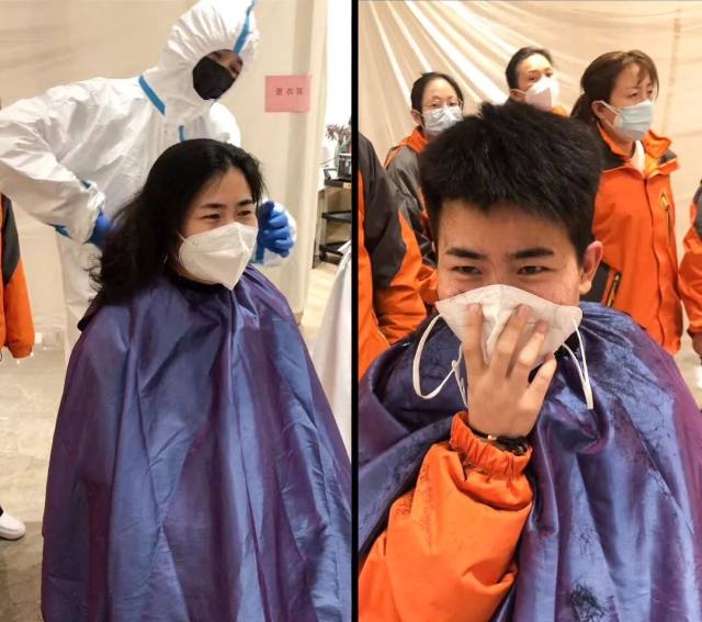 西安国际医学中心医院 100 多位赴武汉医疗队女队员「削」掉秀发