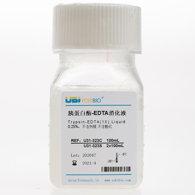 0.25%胰蛋白酶-EDTA消化液Trypsin-EDTA(1X),Liquid不含钙镁不含酚红