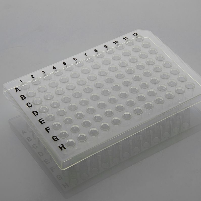 0.2ml PCR板.96孔.透明.半裙边.印字