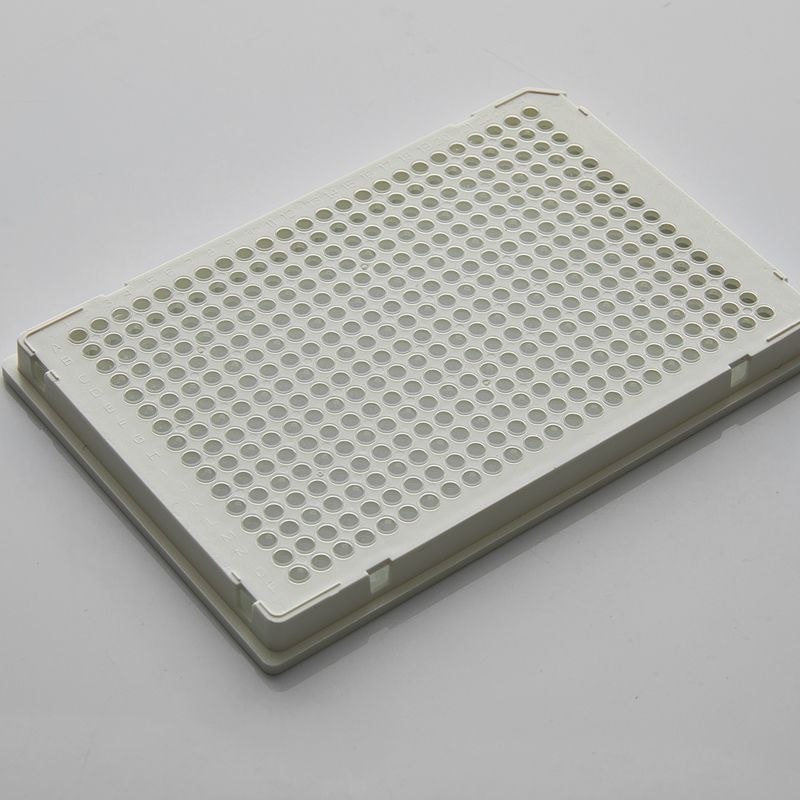 40ul PCR板.384孔.全裙边.管体透明.乳白框.单切角