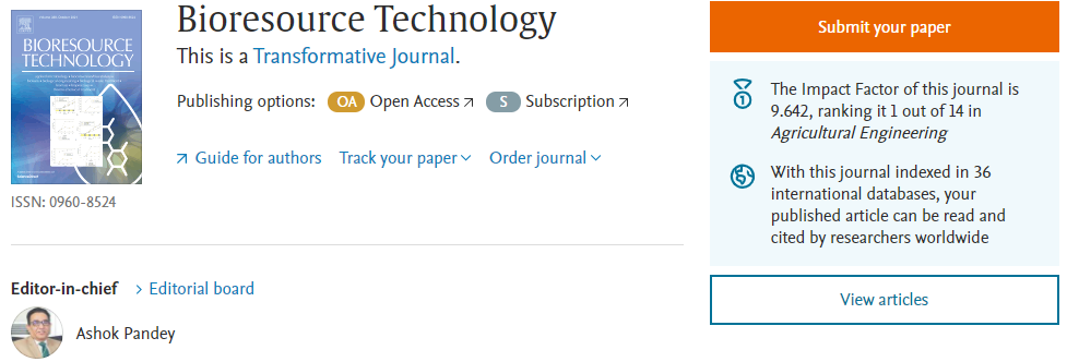 审稿超快、影响因子9.6、LetPub评分9.0的生物资源技术领域Top期刊【热刊周评】
