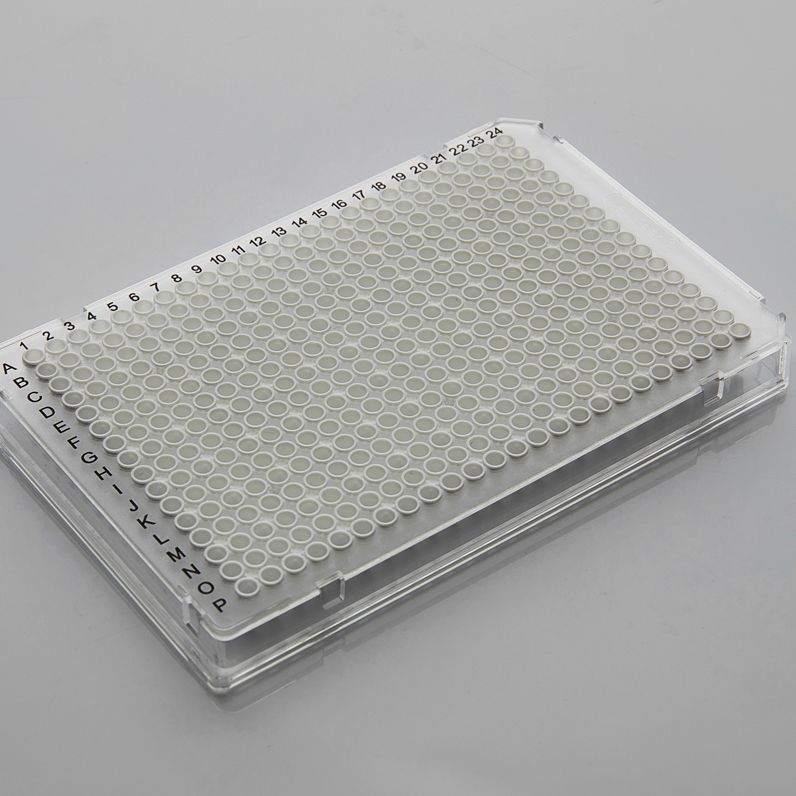 40ul PCR板.384孔.全裙边.管体乳白.透明框.双切角