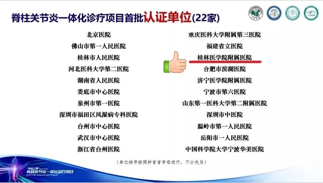 桂医附院风湿免疫科成为国家「脊柱关节炎一体化诊疗项目」首批认证单位