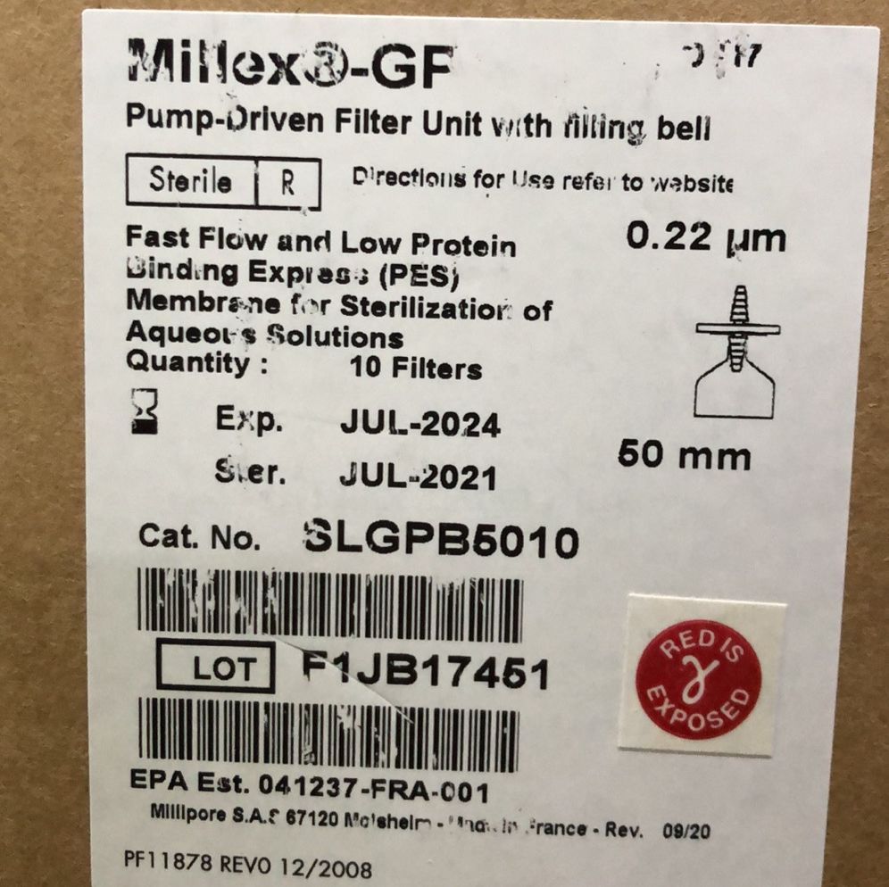 现货Millipore货号SLGPB5010过滤器13611631389上海睿安生物