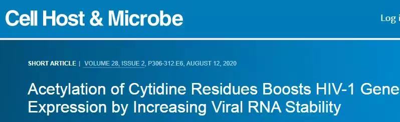胞嘧啶乙酰化修饰影响 HIV-1 病毒 RNA 稳定性