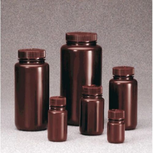 琥珀色广口瓶，琥珀色高密度聚乙烯；琥珀色聚丙烯螺旋盖，1000ml容量
