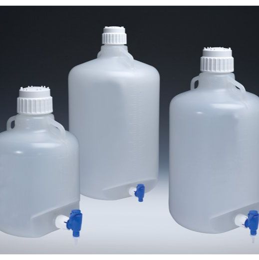 可高温高压灭菌的细口大瓶（带放水口），聚丙烯；聚丙烯放水口和螺旋盖，TPE垫圈，50L容量