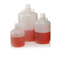 可高温高压操作的细口大瓶（带手柄），聚丙烯；白色聚丙烯螺旋盖，TPE垫圈，50L容量