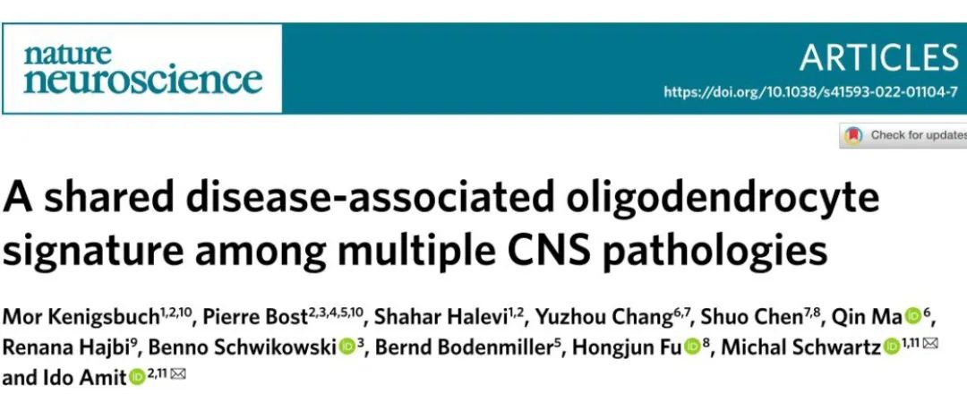 Nature子刊：科学家发现疾病相关少突胶质细胞介导多种精神疾病的发生