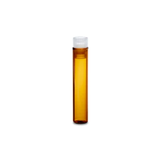 Deactivated Amber Glass 8 x 40 mm Snap Neck Vial, with Cap and PTFE Septum, 1 mL Volume, 250/pk