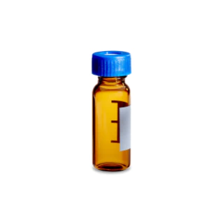 LCGC certified, Amber Glass 12 x 32 mm Screw Neck Vial, with Cap and PTFE Septum, 2 mL Volume, 100/pk