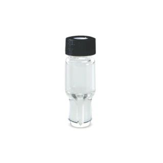 Clear Glass 12 x 32 mm Snap Neck Total Recovery Vial, with Cap and PTFE/silicone Septum , 1 mL Volume, 100/pk