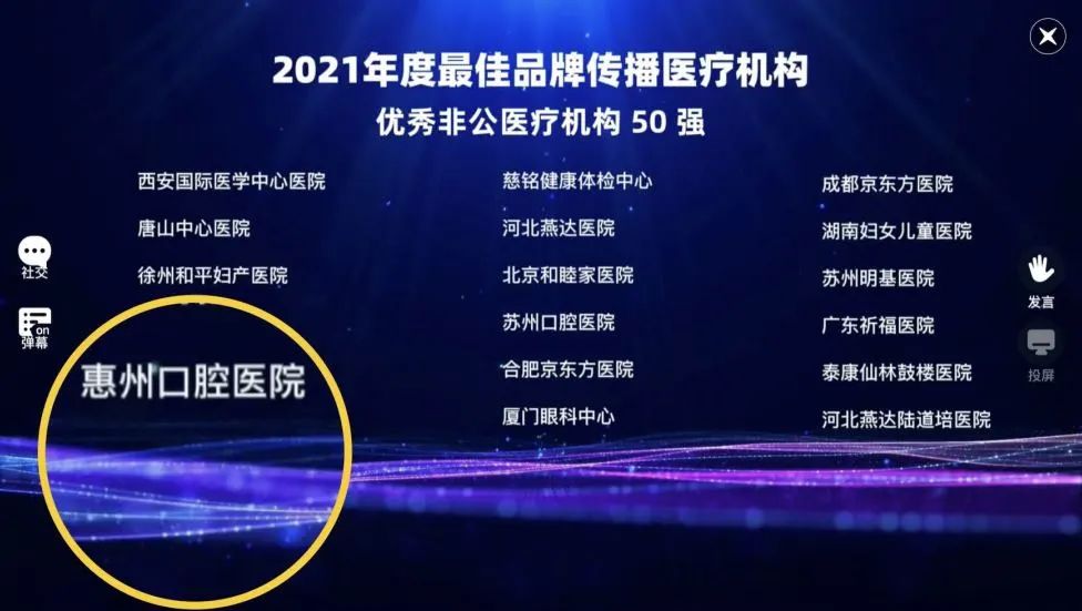 2021 最佳品牌传播医疗机构 50 强榜公布！惠州口腔医院位居 16 名！