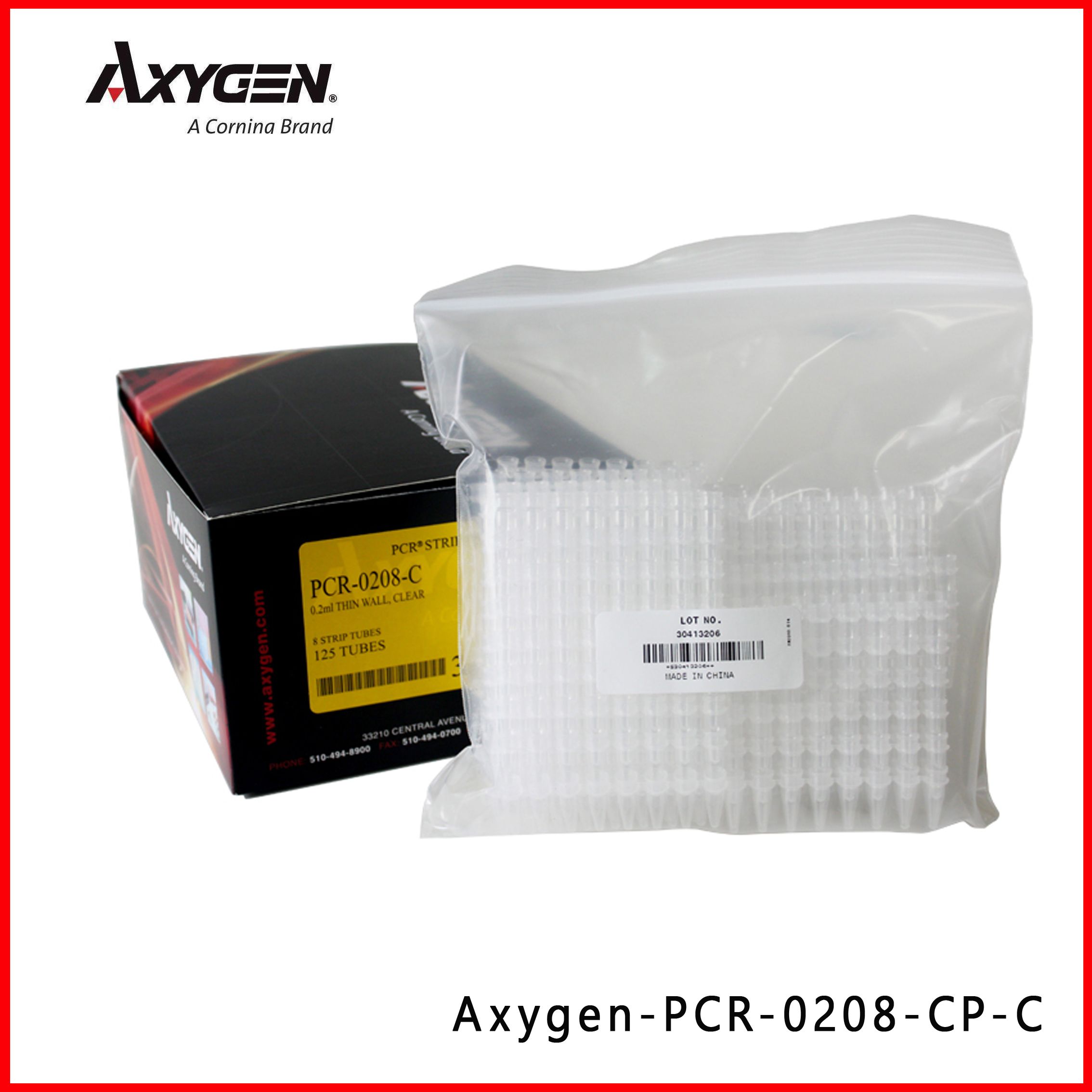 爱思进 Axygen PCR-0208-CP-C 0.2ml PCR 八连排管(鼓)含盖