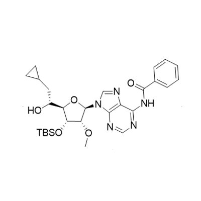 N-(9-((2R,3R,4R,5R)-4-((tert-butyldimethylsilyl)oxy)-5-((R)-2-cyclopropyl-1-hydroxyethyl)-3-methoxytetrahydrofuran-2-yl)-9H-purin-6-yl)benzamide