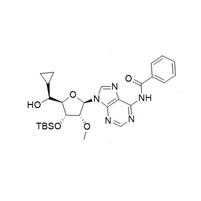 N-(9-((2R,3R,4R,5R)-4-((tert-butyldimethylsilyl)oxy)-5-((S)-cyclopropyl(hydroxy)methyl)-3-methoxytetrahydrofuran-2-yl)-9H-purin-6-yl)benzamide