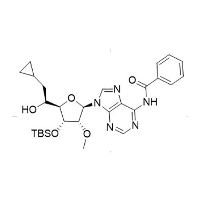 N-(9-((2R,3R,4R,5R)-4-((tert-butyldimethylsilyl)oxy)-5-((S)-2-cyclopropyl-1-hydroxyethyl)-3-methoxytetrahydrofuran-2-yl)-9H-purin-6-yl)benzamide