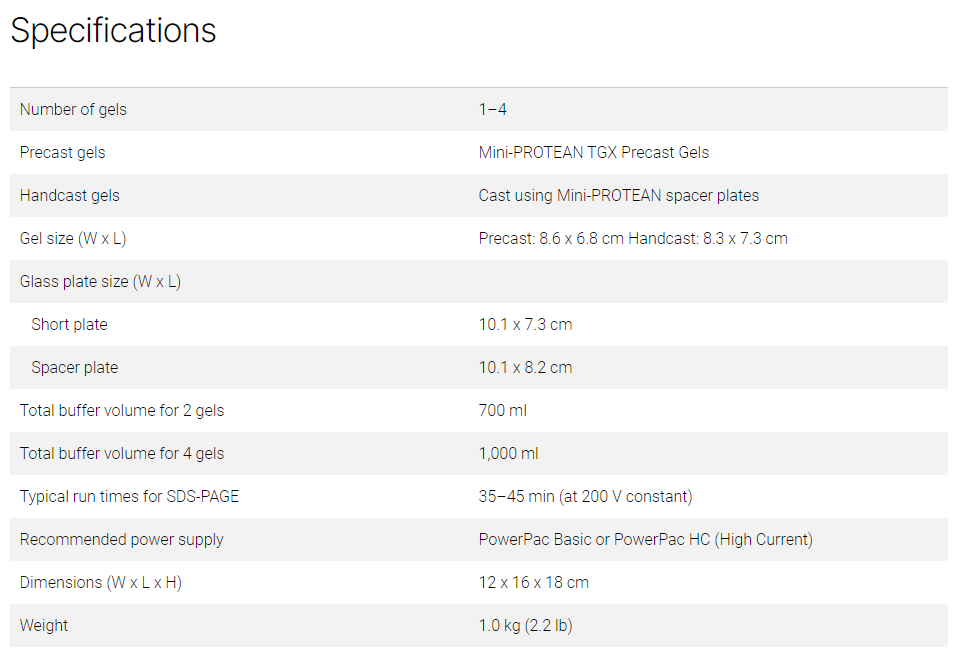 Mini-PROTEAN Tetra Cell 电泳槽套装