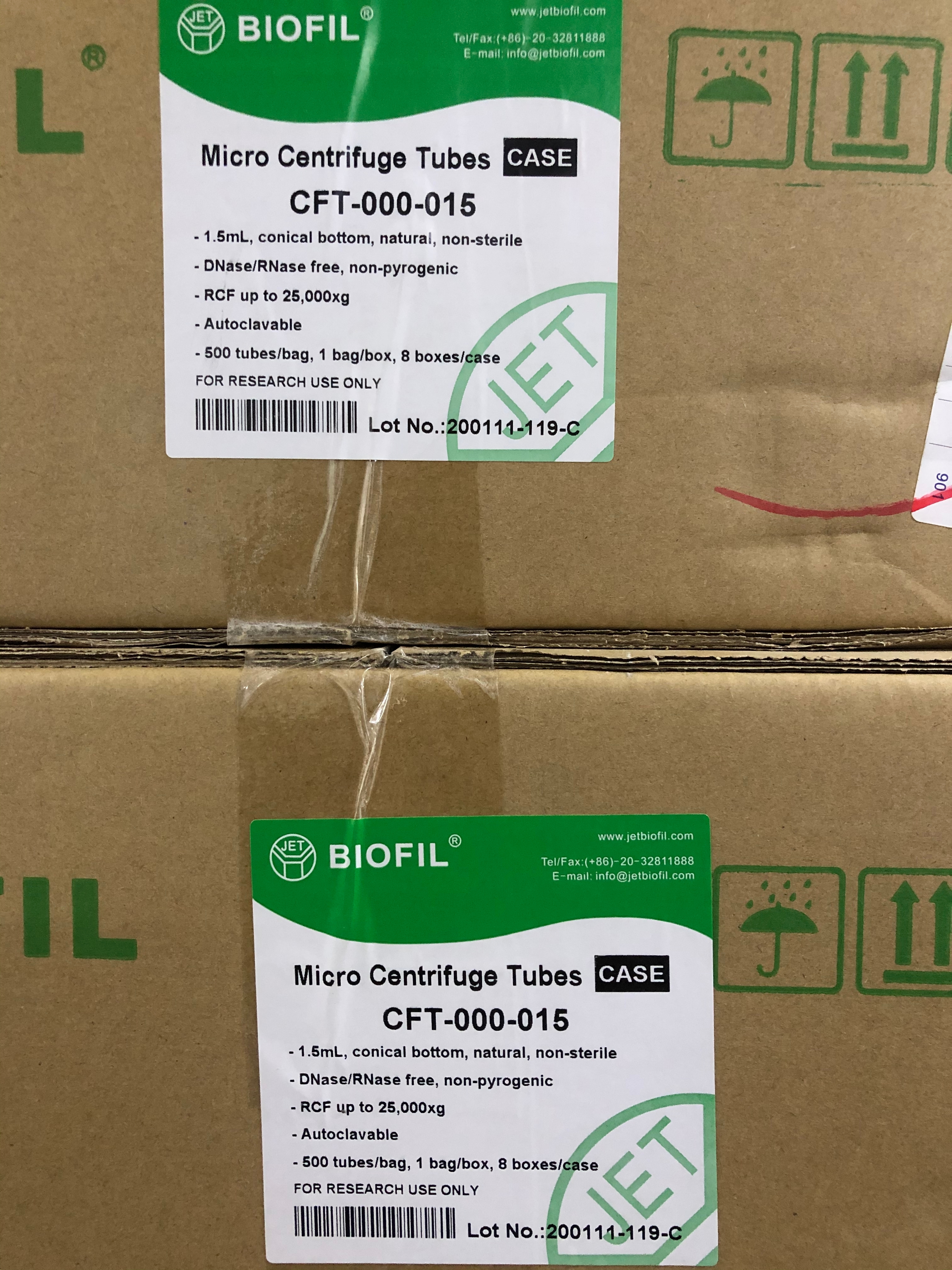 洁特JET货号CFT001015微量离心管1.5ml上海睿安