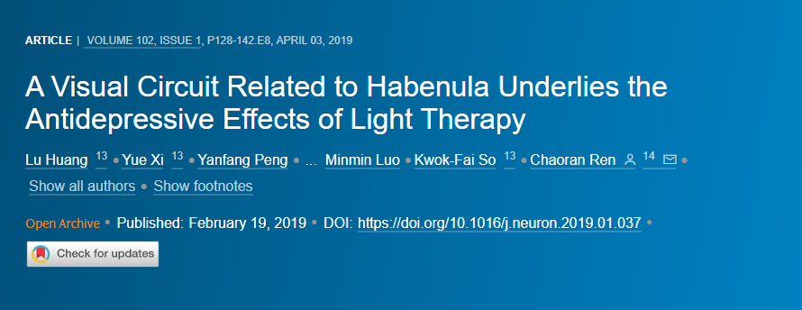 IF=18.69【客户文章】Neuron｜光是如何影响记忆功能的？“非成像光信息传导系统”神经环路解析新进展