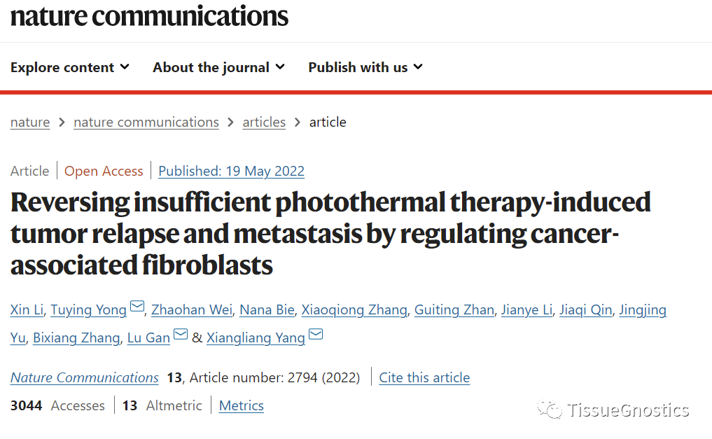 Nature Communications| 华中科技大学提出改善光热疗法在肿瘤治疗中的新策略