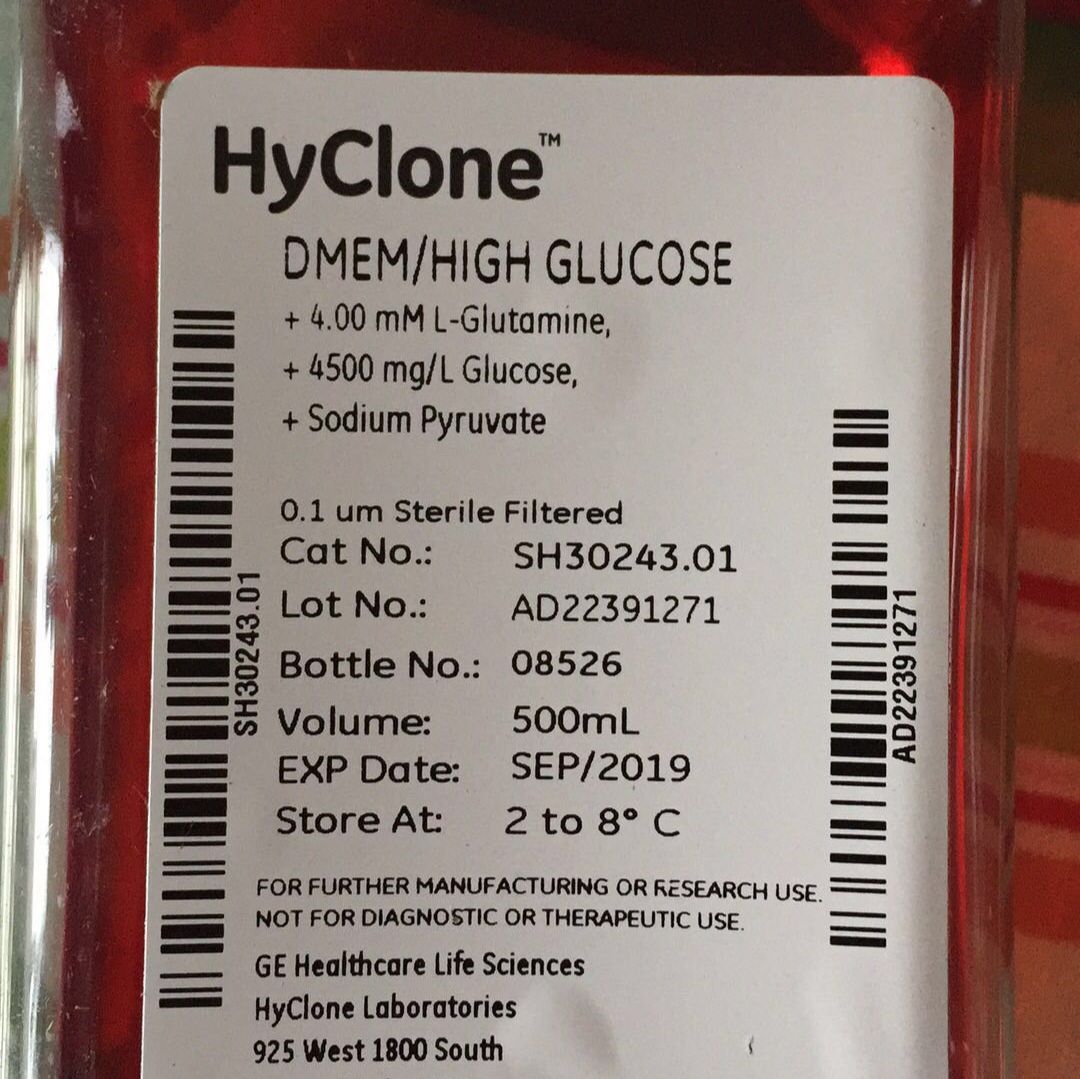HyClone高糖DMEM培养基：液体
