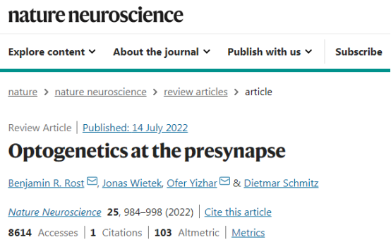 IF=28.77【文献解读】Nat Neurosci综述：突触前光遗传学工具概览