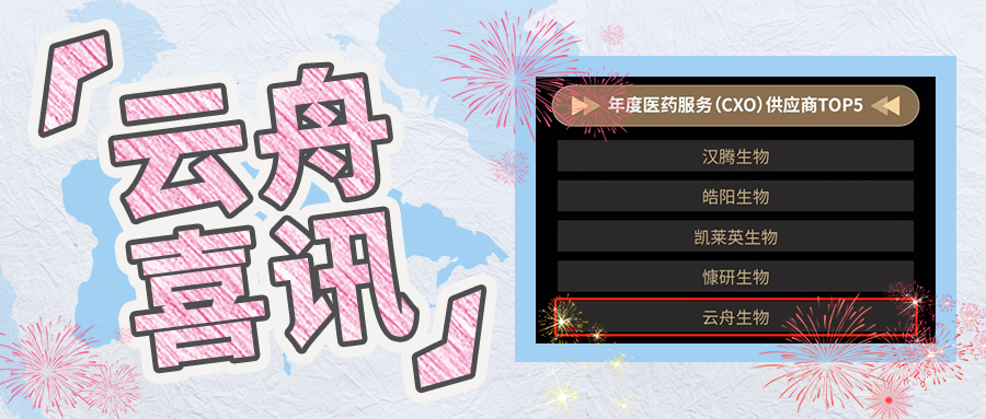 喜讯丨云舟生物登榜“年度医药服务（CXO）供应商TOP5”