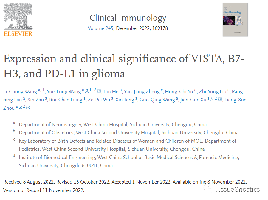 神经胶质瘤中VISTA、B7-H3和PD-L1表达的临床意义及相关机制研究