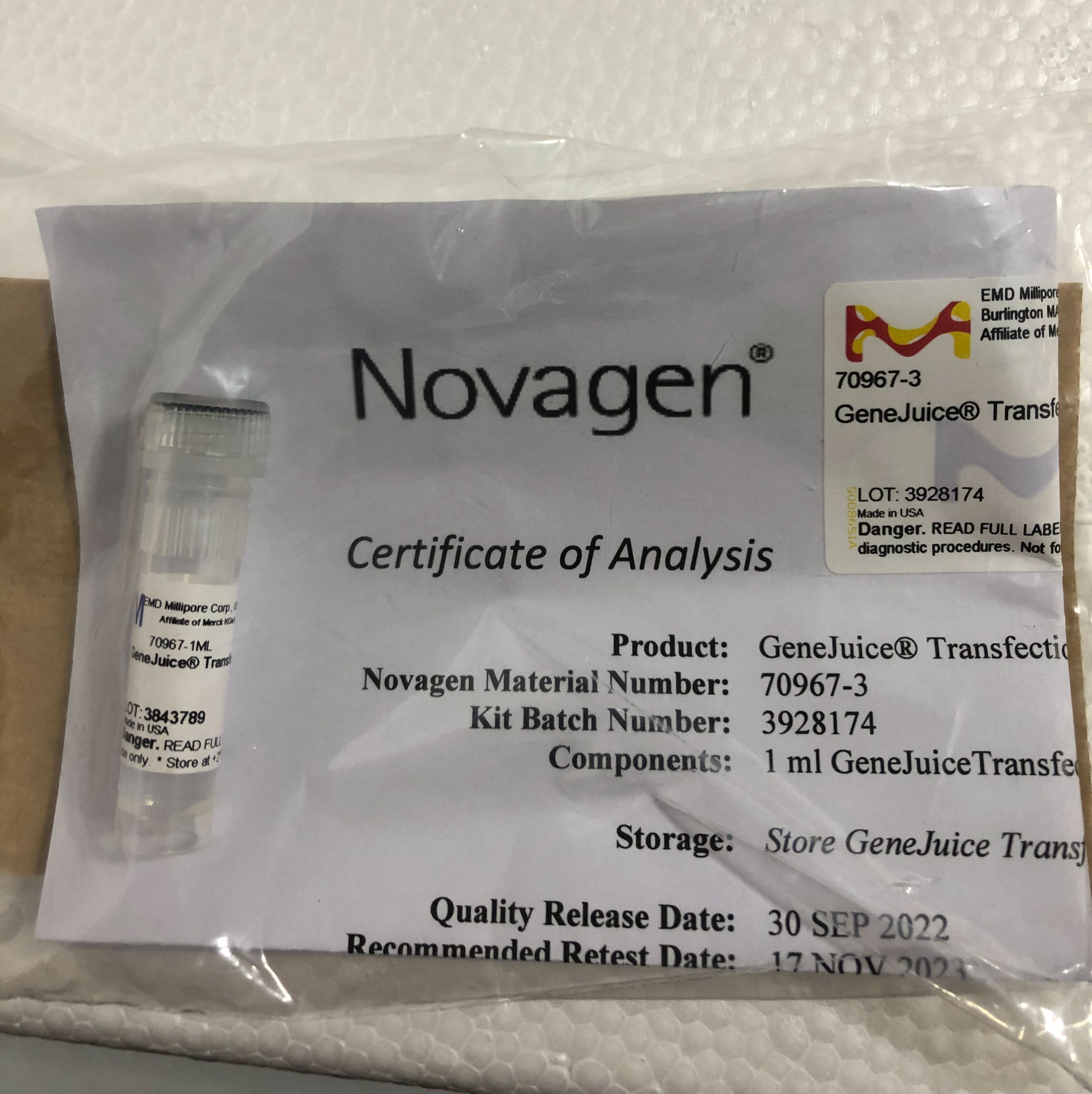 Sigma货号70967现货GeneJuice®转染试剂GeneJuice® Transfection Reagent价格_品牌Sigma