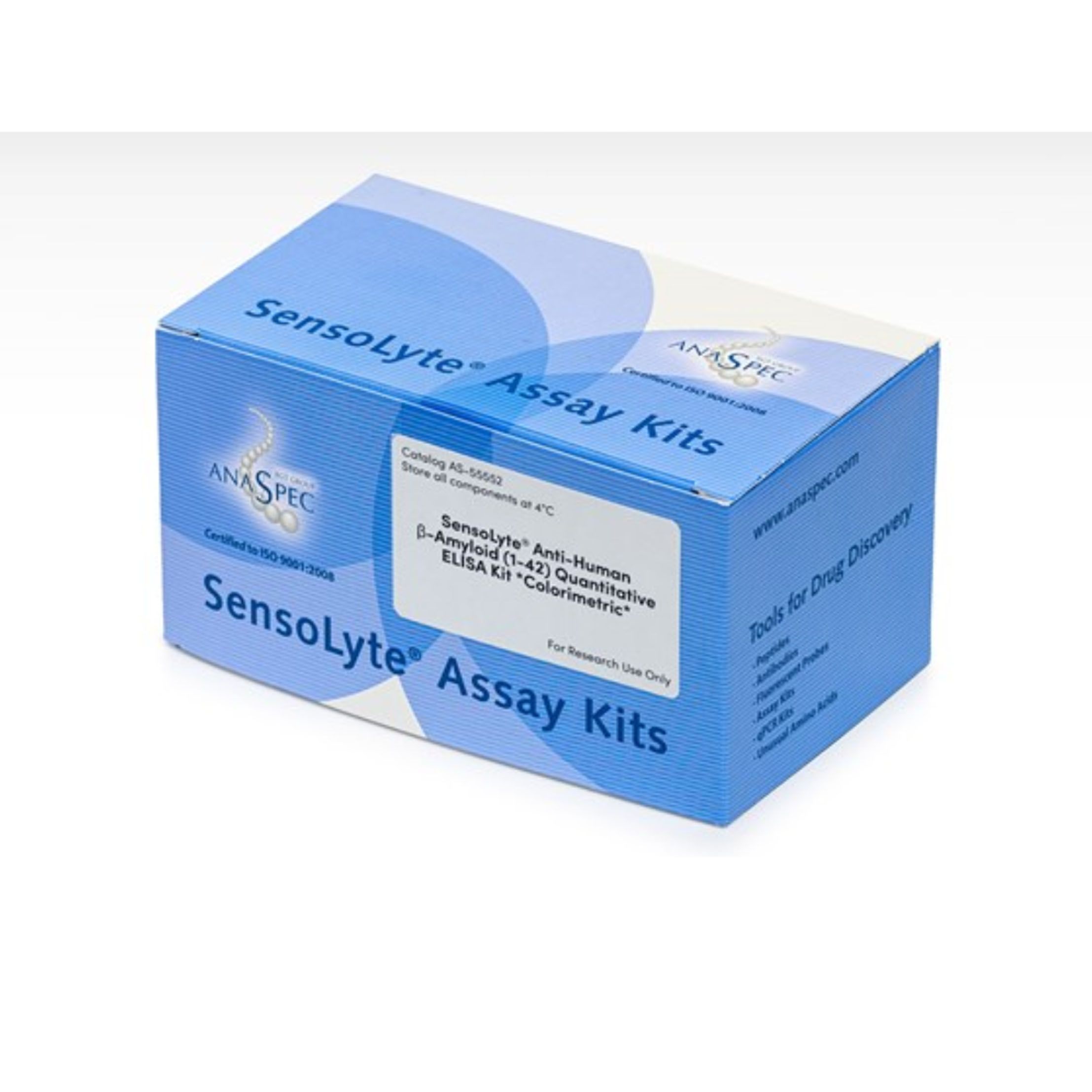 AnaSpecAS-55552SensoLyte®抗人β-淀粉样蛋白（1-42）定量ELISA试剂盒*比色法*，1 kit，SensoLyte® Anti-Human β-Amyloid (1-42) Quantitative ELISA Kit *Colorimetric*