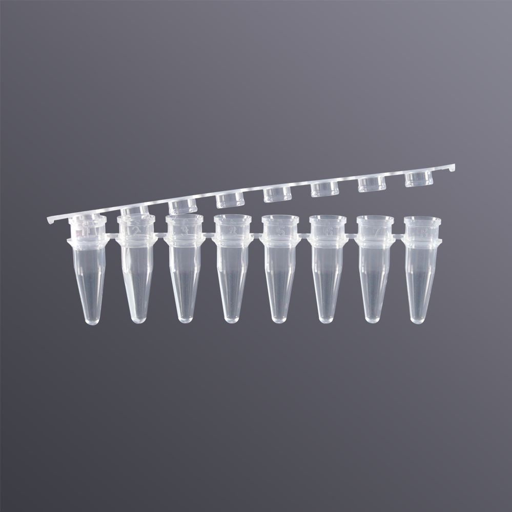 PT-PCR-0208-A   0.2ml八联排管(含盖),透明,平盖,