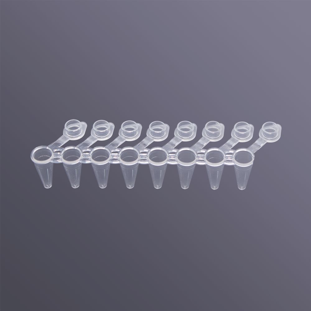 0.1ml PCR 八联管，透明，连盖， 无酶 
