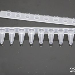 0.1ml 8联排实时荧光定量PCR管+盖, 平盖  无DNA酶无RNA酶无热源,透明