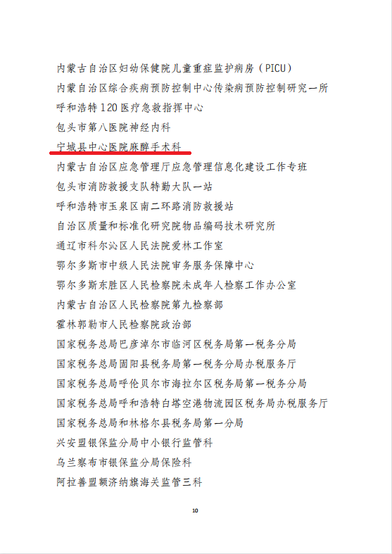 【喜报】宁城县中心医院麻醉手术科荣获 2021-2022 年度自治区级 「青年文明号」