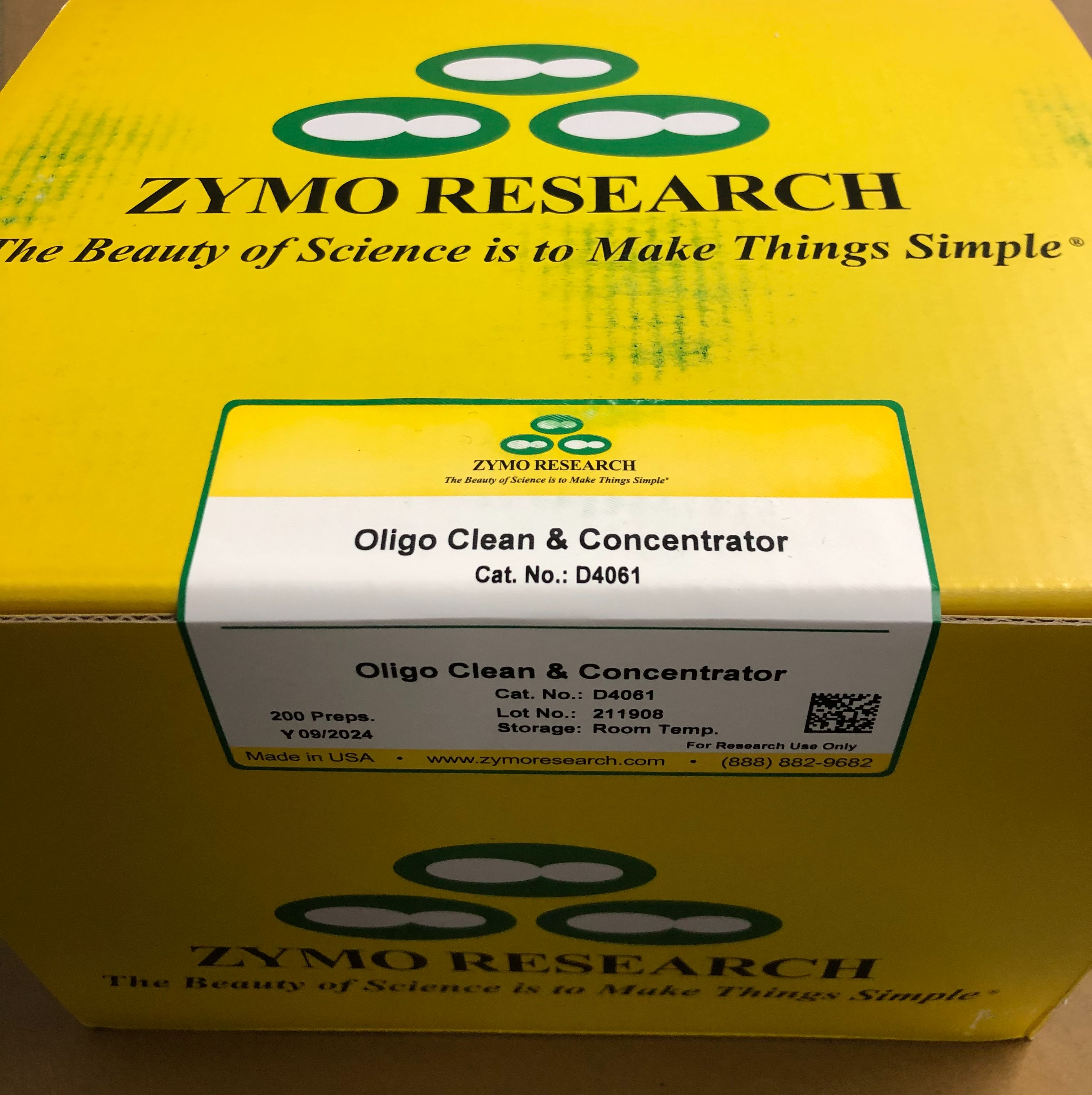 Zymo Research货号D4061现货Oligo纯化与浓缩试剂盒13611631389上海睿安生物