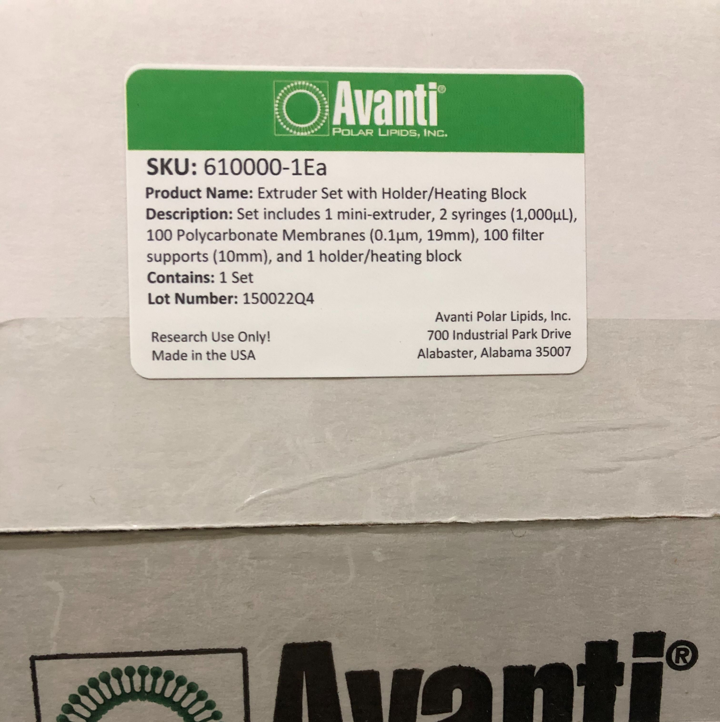 Avanti货号610000-1EA挤出器套件[带支架(加热块)]询订13611631389上海睿安生物