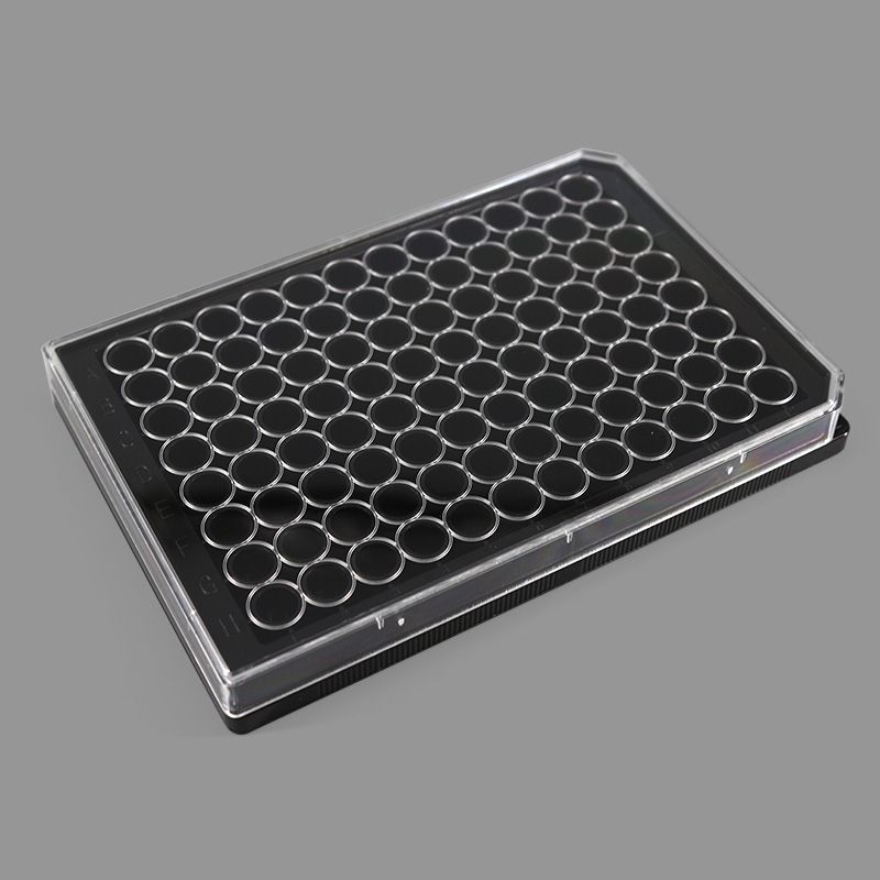 BeyoGold™超低吸附黑色透明底96孔板(平底带盖，独立包装)