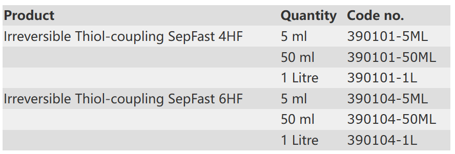 不可逆硫醇耦联琼脂糖凝胶4HF