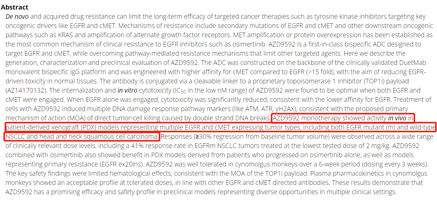 AACR2023| ADC药物及可用临床前动物模型