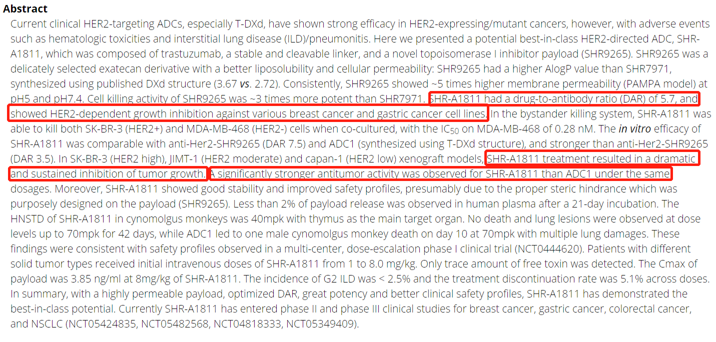 AACR2023| ADC药物及可用临床前动物模型