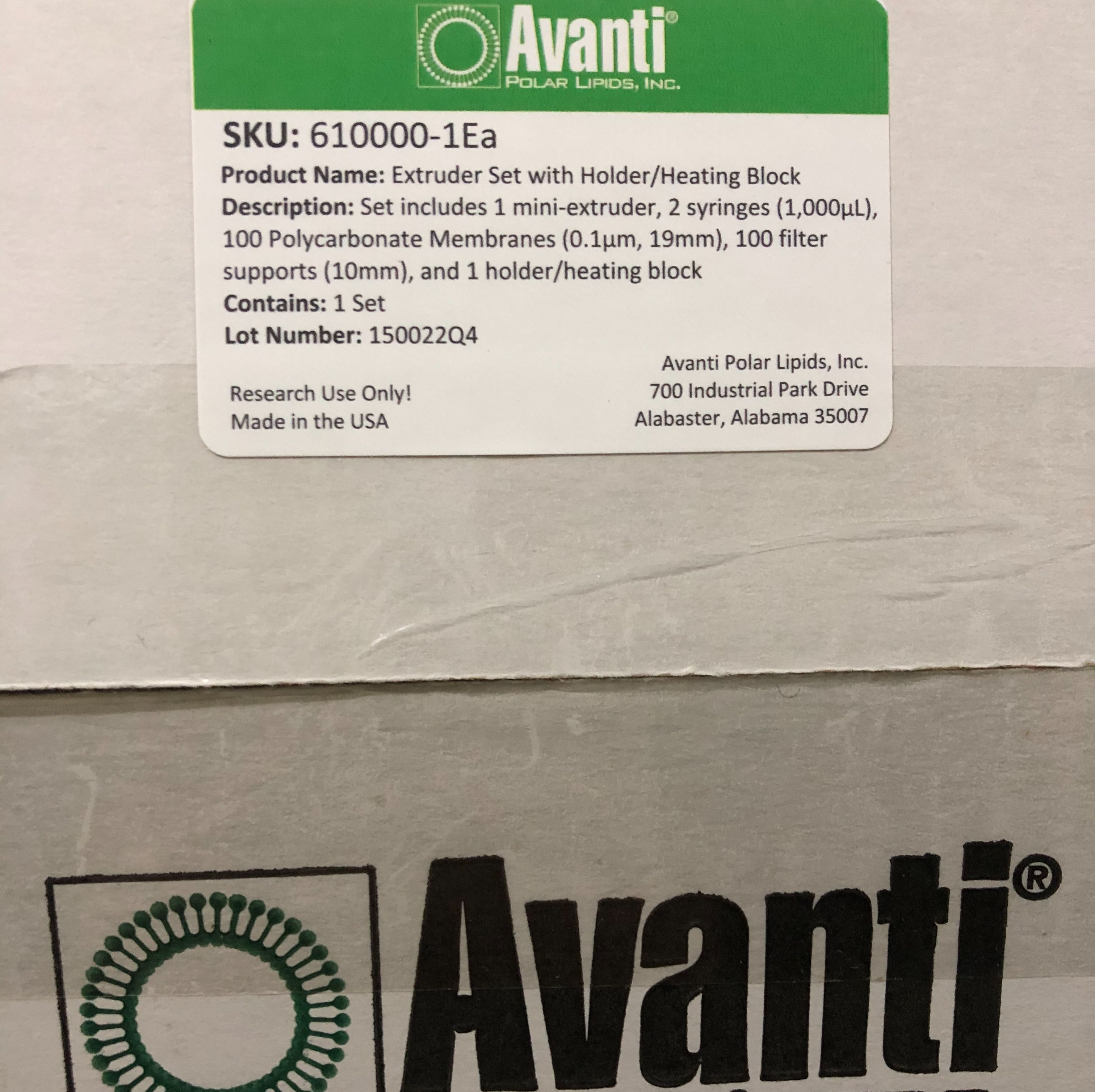 Avanti货号610000挤出器套件[带支架(加热块)]现货13611631389上海睿安生物