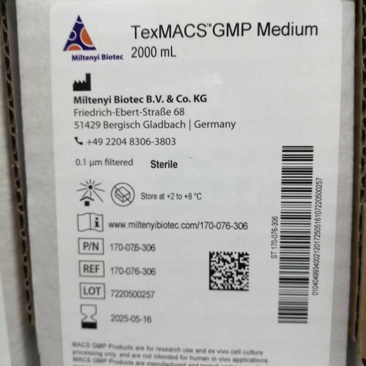 170-076-306 Miltenyi美天妮 TexMACS™ GMP Medium