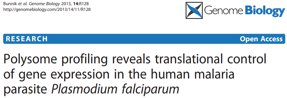 Polysome分析揭示人类恶性疟原虫基因表达的翻译控制