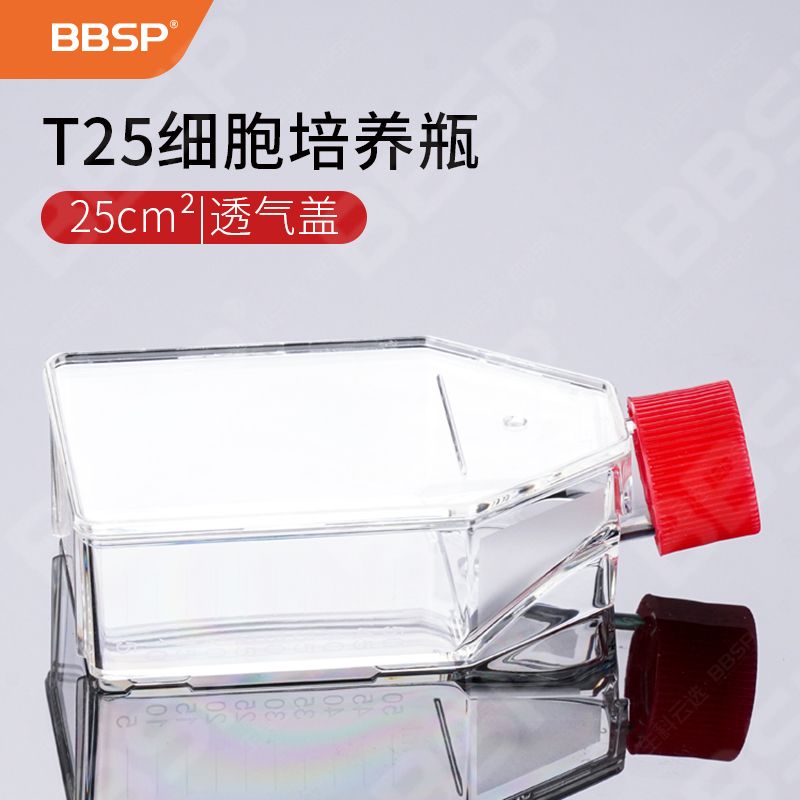 【BC6025】T25细胞培养瓶，透气盖 ，等离子处理【无DNA酶，无RNA酶，无热原】