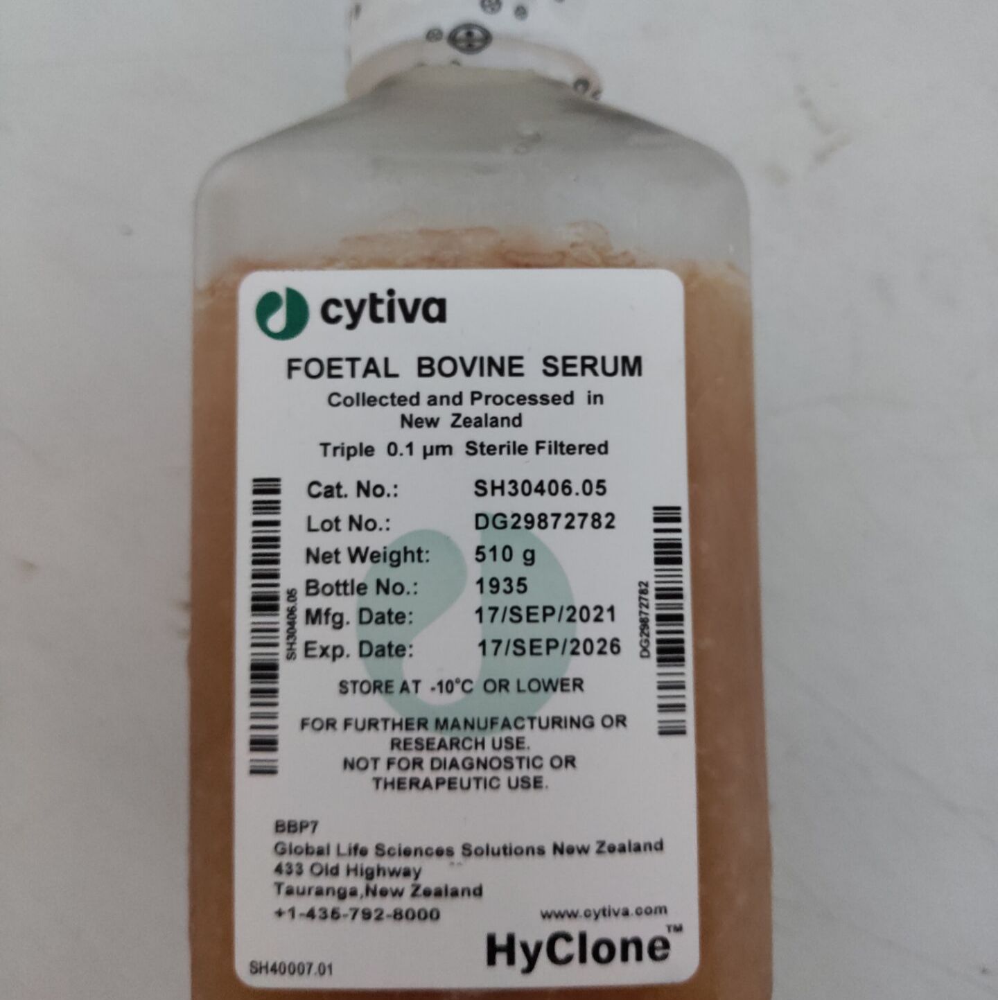 Hyclone新西兰胎牛血清SH30406.05
