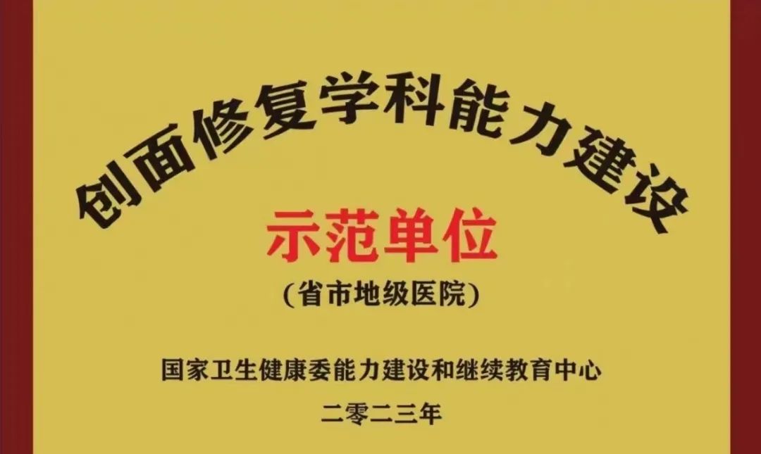 河南省直第三人民医院获评「国家卫建委创面修复学科能力建设示范单位」