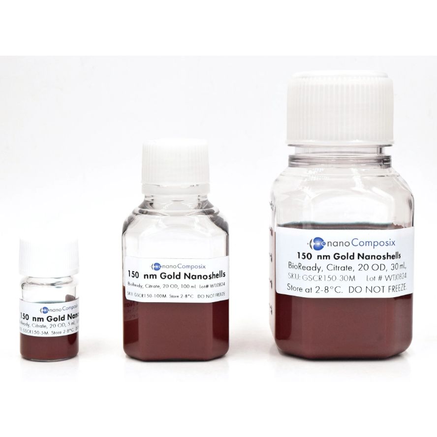 NanoComposix GSCR150-5M BioReady Gold Nanoshells – Citrate - 150 nm, 20 OD in aqueous 2 mM Sodium Citrate, 5 mL